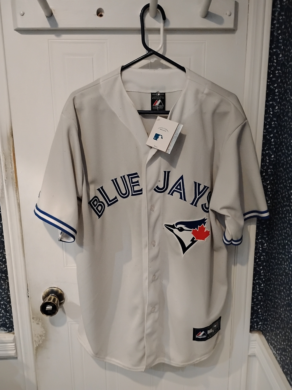 Majestic Cream Toronto Blue Jays Road Jersey with Blue Trim